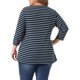 thumbnail image 3 of Agnes Orinda Conjuntos de Halloween para Mujeres Tallas Grandes Tops de Escuela Universitaria Manga 3/4 Blusa Casual Elegante de Punto a Rayas Cuello Asimétrico Camiseta de Moda 2X Azul Oscuro, 3 of 6
