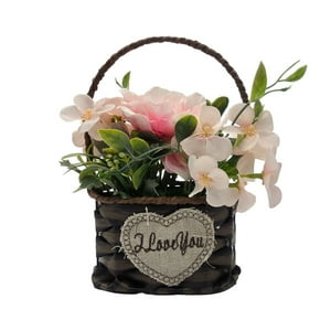 Fliperex - Planta Artificial Canastito Macetero Cordel Ovalado Deco Rosa