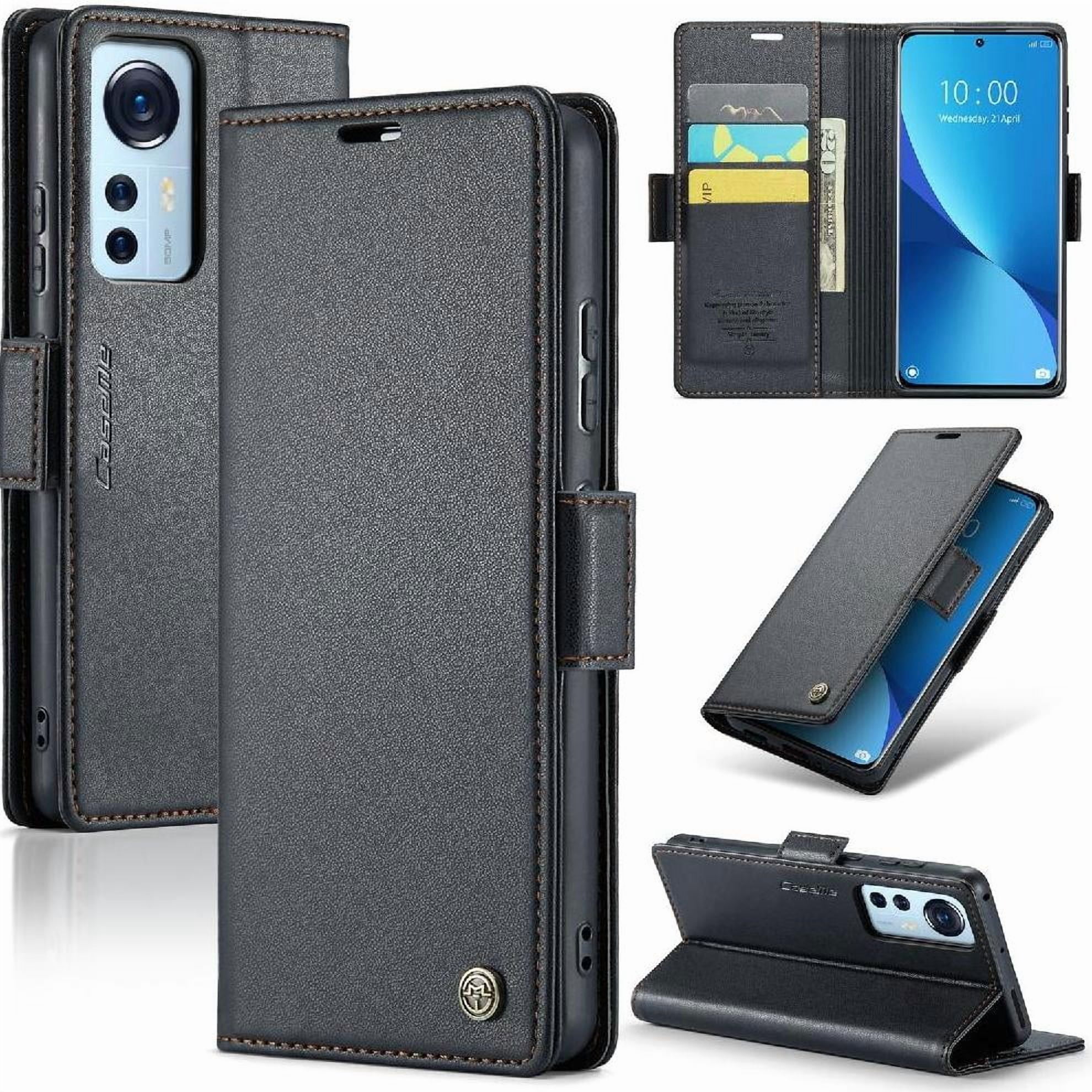 Caseme Tipo Cartera Xiaomi 12/12x/12s Con Cierre Magnético, Rfid, Tarjetero, Soporte, Carga Inalámbrica