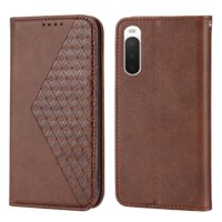Funda Flip Foxdock Para Sony Xperia 10 Iv , Estilo Billetera Con Diseño Rombo, Correa De Mano Y Soporte, Uso Diario