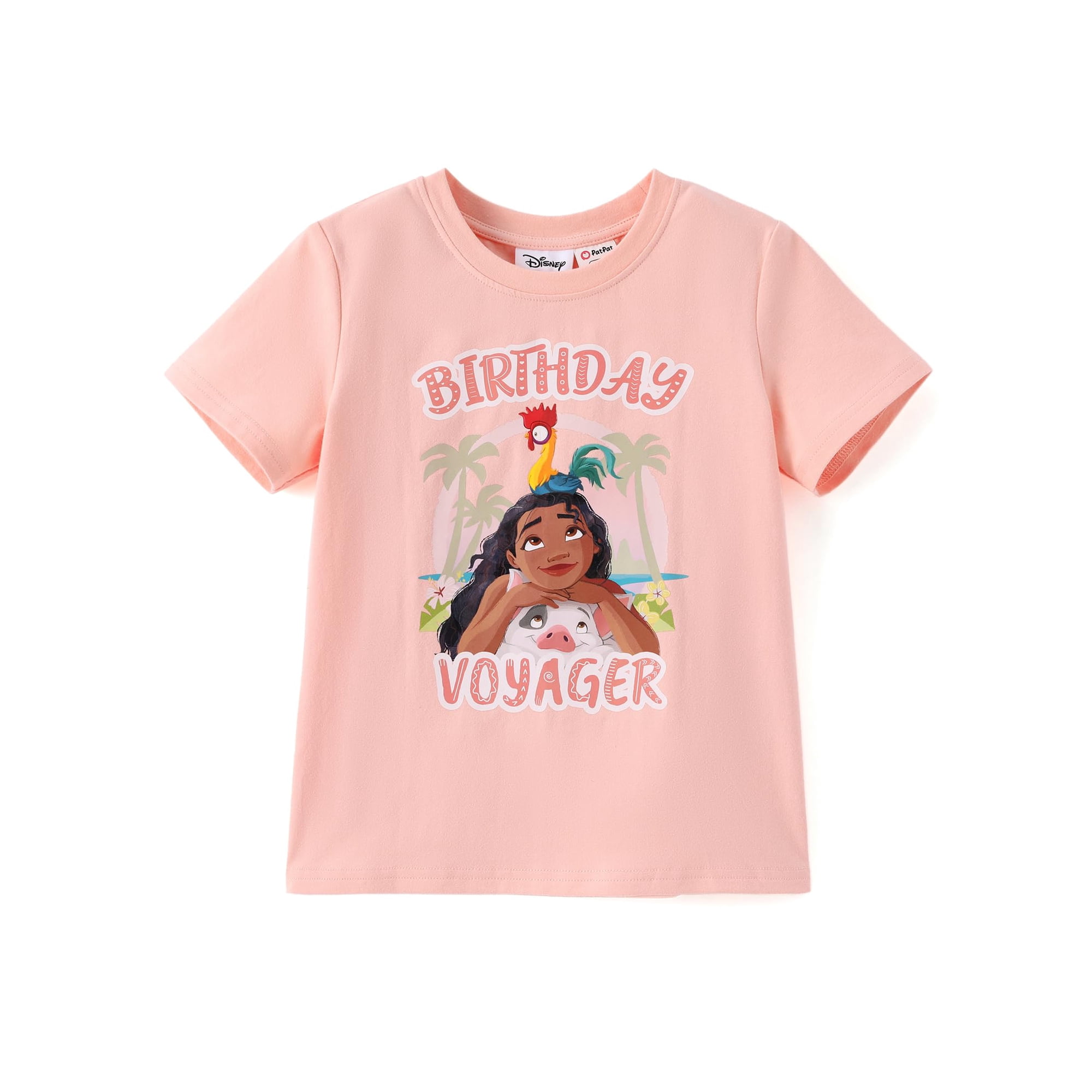 Camiseta Disney Princess Moana Para Cumpleañeros Para Niña De 2 A 9 Años, Color Rosa