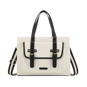 Ecosusi Bolso Tote Lienzo De Olivia Para Notebook 13"" - Blanco Y Negro