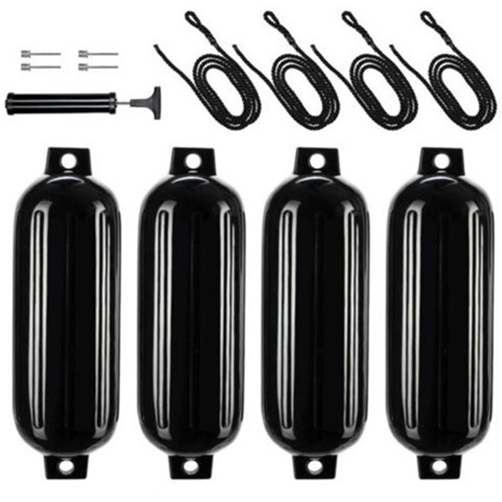Ioensy - 4X Guardabarros De Barco Boyas Protector 11X40Cm Accesorios Parachoques De Barco Para Pontón Cuerda Negra