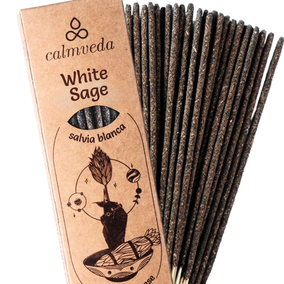 Incienso Calmveda Palitos de Salvia Blanca 24+ Gruesos