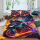 thumbnail image 2 of Moto Motocicleta Conjunto de sábanas temático, trío de piezas, cómodo y amigable con la piel, diseño único, regalo de decoración para el hogar para familiares, amigos y fans,135cm *200cm, 2 of 6