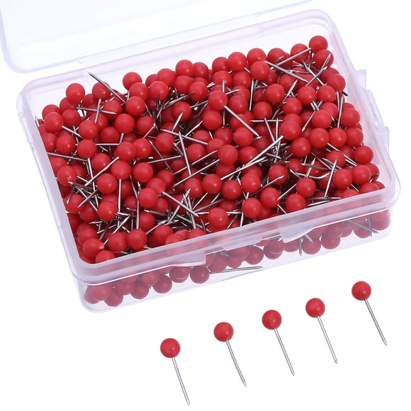 Pack de 500 alfileres con mapas WILLBOND, 0,3 cm, color rojo, para mapas y manualidades