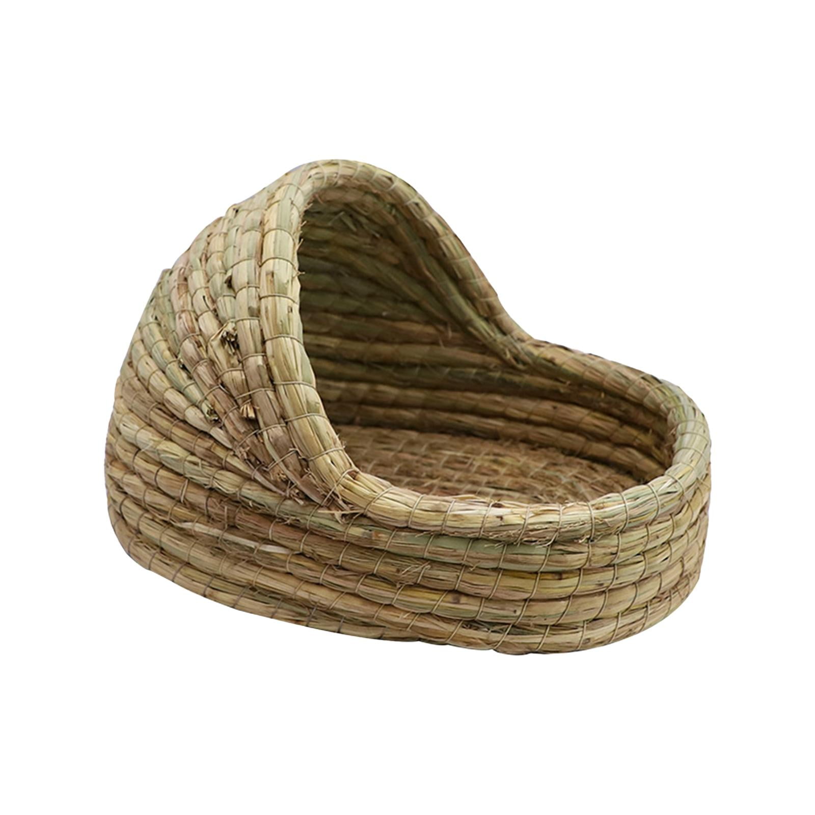 Casa De Hierba De Conejo Tejida A Mano, Cama De Paja, Nido De Hámster Para Ratones De Conejito, 15cm X 10cm