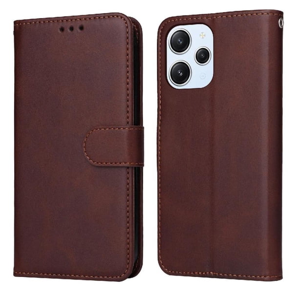 Funda Billetera para Xiaomi Redmi 12 5G con Porta Tarjetas y Soporte Ajustable Marrón