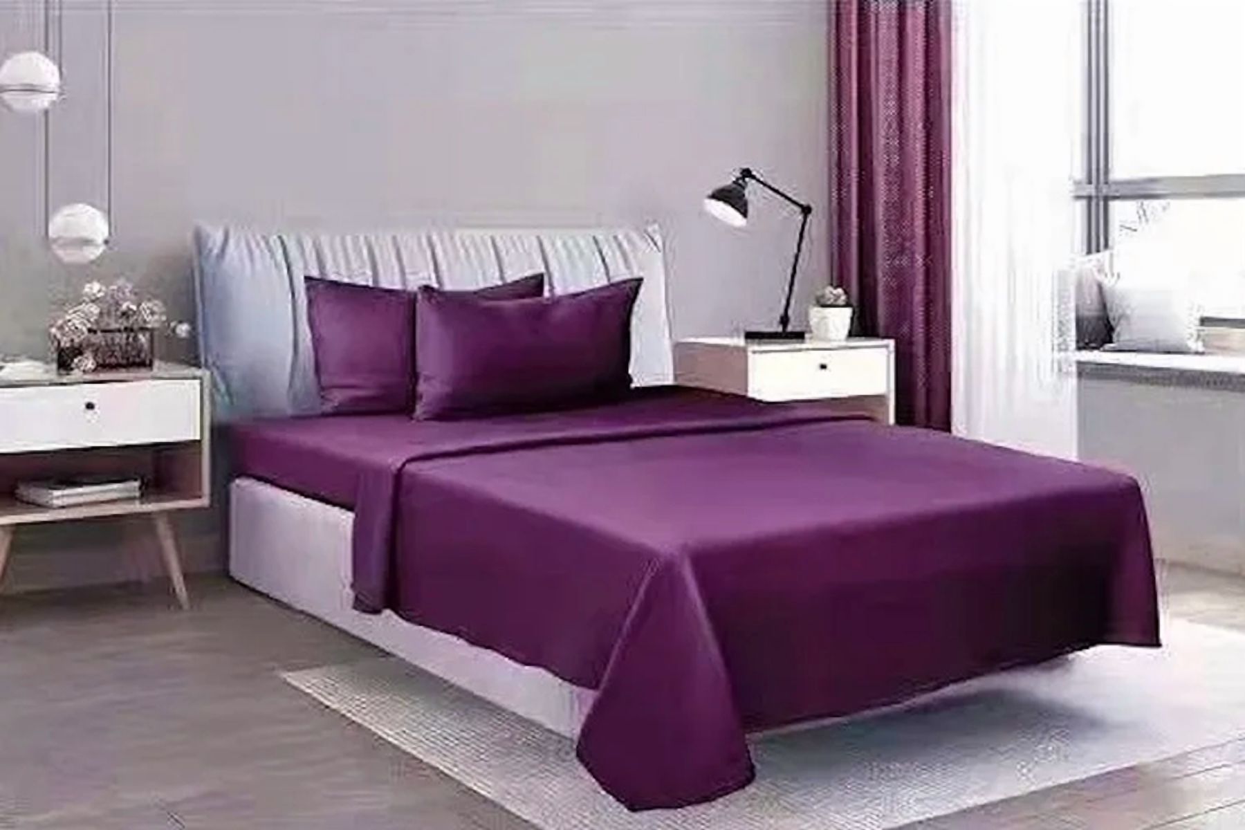 Genérico - Juego Sabanas Polar King 4 Piezas Color Morado