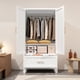 thumbnail image 3 of 60" Tall Metal Wardrobe Cabinet with 1 Drawer and Hanging Rod, 2 Doors Wardrobe Closet with Shelf for Bedroom, Office, Laundry Room,Entryway ,Foyer,Guesthouse (White), 3 of 3