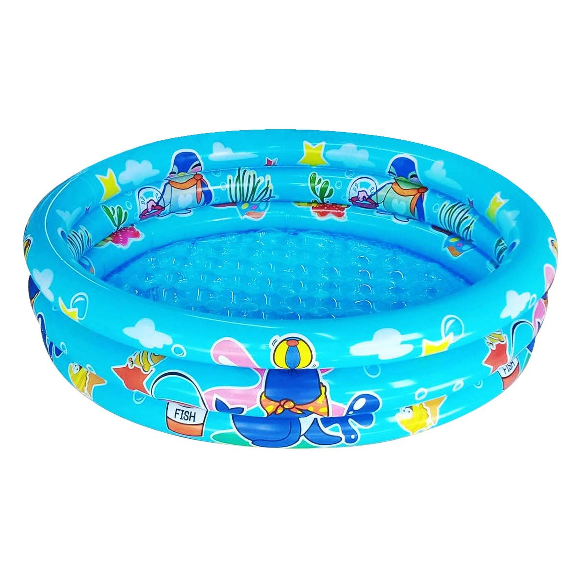 Piscina Infantil Big Summer, 3 Anillos Inflables De Pvc Azul, 122 X 30 Cm