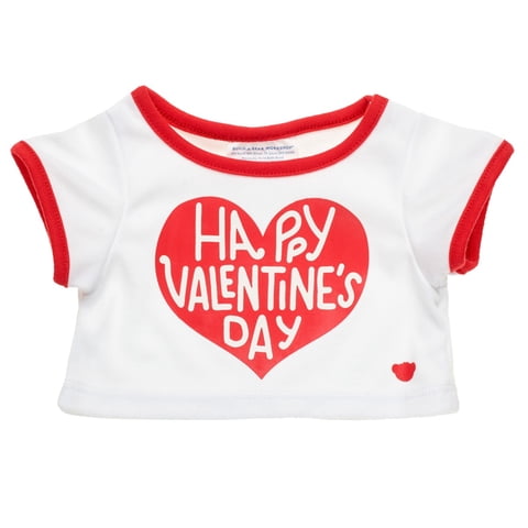 Camiseta Build A Bear Corazón San Valentín Roja Y Blanca