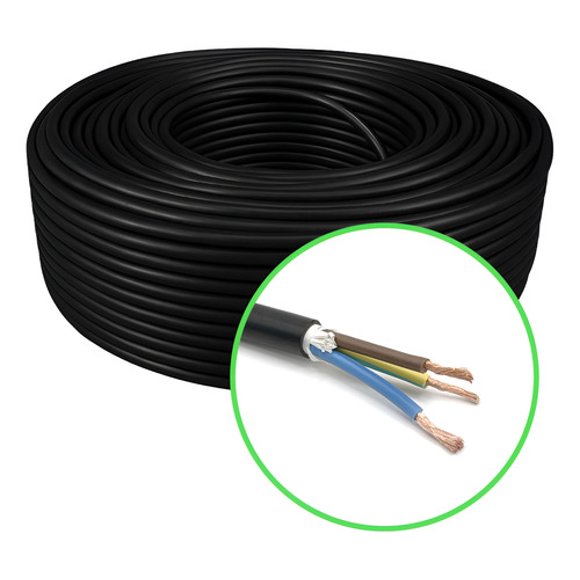 Cordón Eléctrico Flexible 3x2 50mm2 100m Negro Sec Negro