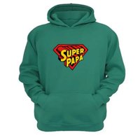 Genérico - Poleron Canguro Super Papá Verde Aguamarina Talla L Unisex