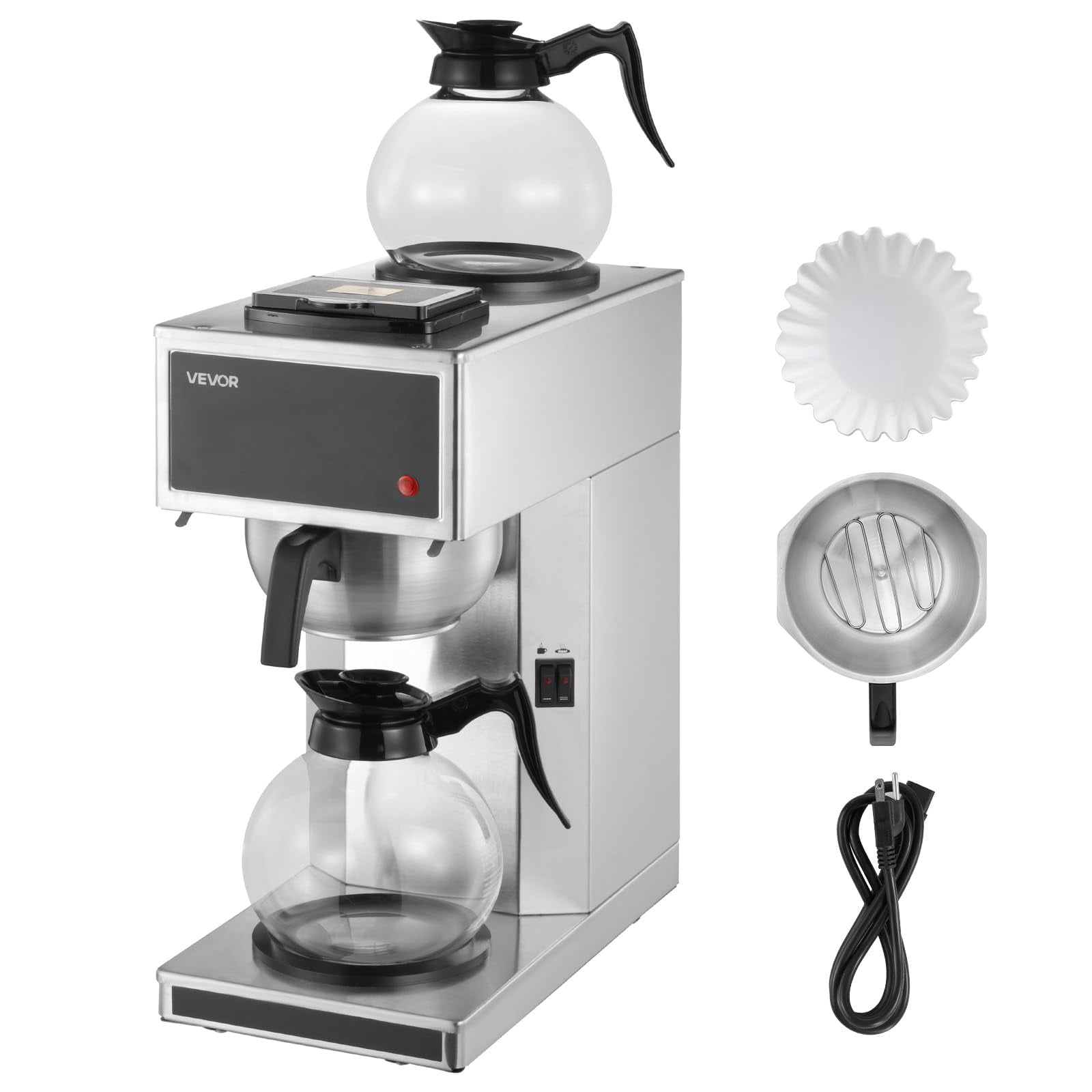Cafetera De Goteo Vevor Commercial 12 Tazas Con 2 Garrafas Y 2 Platos