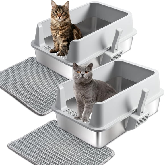 Caja de arena Olacat XL 58 cm x 37 cm Acero inoxidable