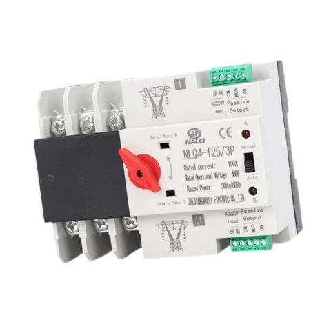 Magideal - Interruptor De Transferencia Automática De Doble Potencia 100A Resistente Al Desgaste Fácil Instalación Carcasa Ignífuga De Alta Seguridad Conmutación 100 A 3 Polos