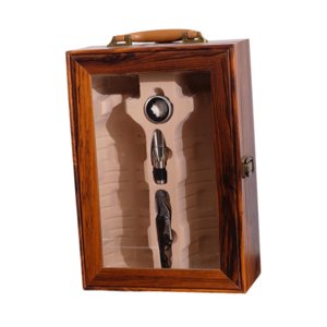 Magideal - Portador Doble De Botellas De Vino, Caja De Exhibición De Vino, Estuche Festivo, Cajas De Regalo Para 2 Botellas, Caja De Embalaje De Madera Para Boda