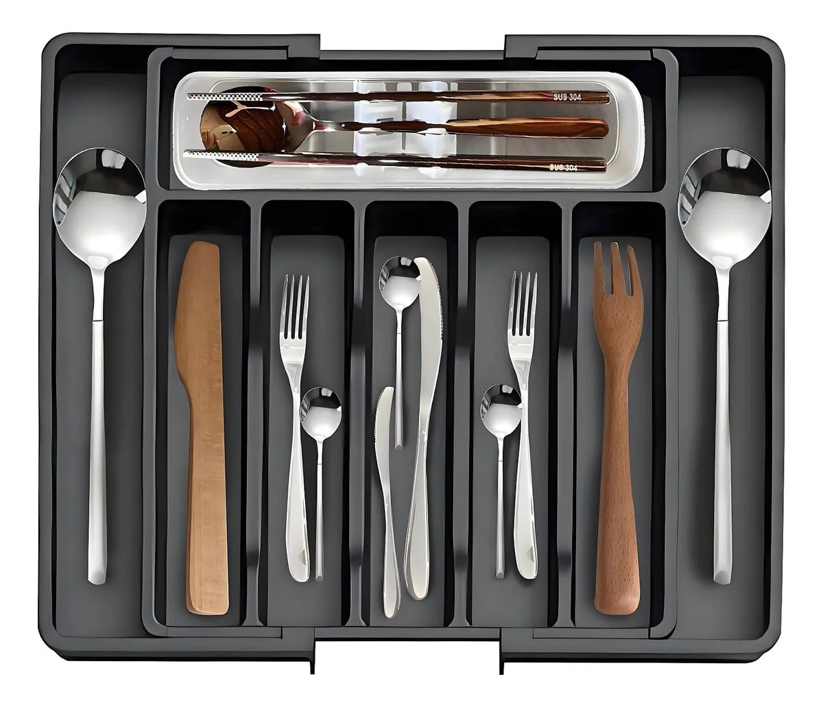 Genérica - Organizadores De Cubiertos Utensilios Cajon 8 Compartimento