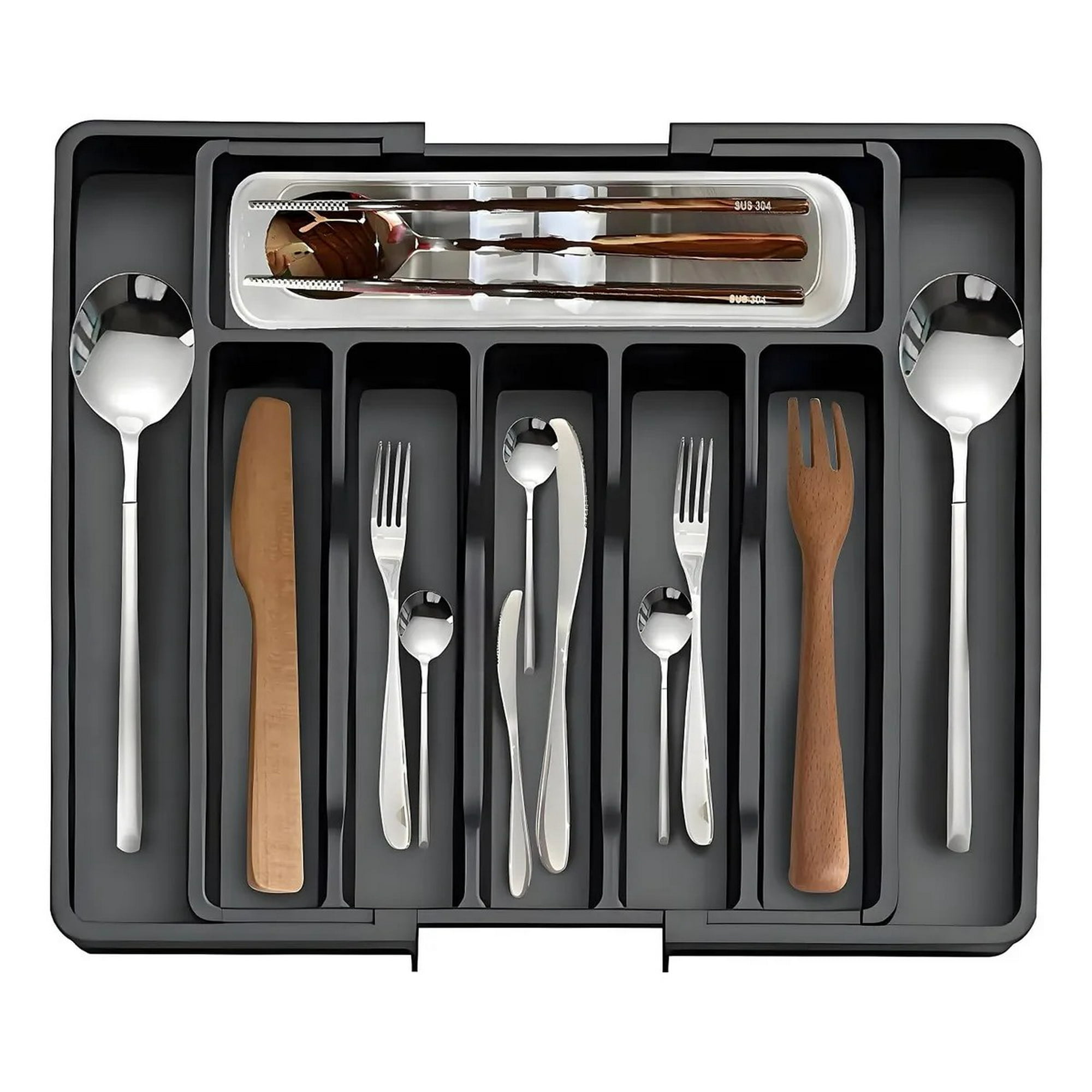 Genérica - Organizadores De Cubiertos Utensilios Cajon 8 Compartimento