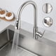 thumbnail image 4 of Grifo de cocina - Grifos de fregadero de cocina giratorios de 360° de acero inoxidable, grifo de cocina de agua caliente y fría, grifo de fregadero extraíble con 2 mangueras, níquel cepillado, 4 of 7