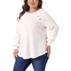 thumbnail image 4 of Agnes Orinda Conjuntos de Halloween para Mujeres Tallas Grandes Tops de Punto Acanalado Cuello Redondo Manga Larga Blusas Informales con Decoración de Botones 3X Rosa Claro, 4 of 5