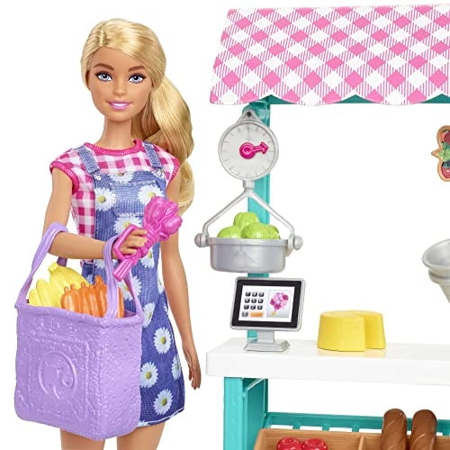Barbie Careers Doll & Playset, Tema Del Mercado De Agricultores Con Muñeca Rubia De Moda, Muebles Y Accesorios Barbie Barbie