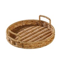 Bothyi - Organizador De Bandeja De Almacenamiento De Ratán Rústico Hecho A Mano Para Pan De Frutas Y Verduras