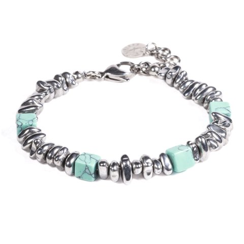 Brazalete Unisex Gino Rodinis B529 | Turquesa/Plateado