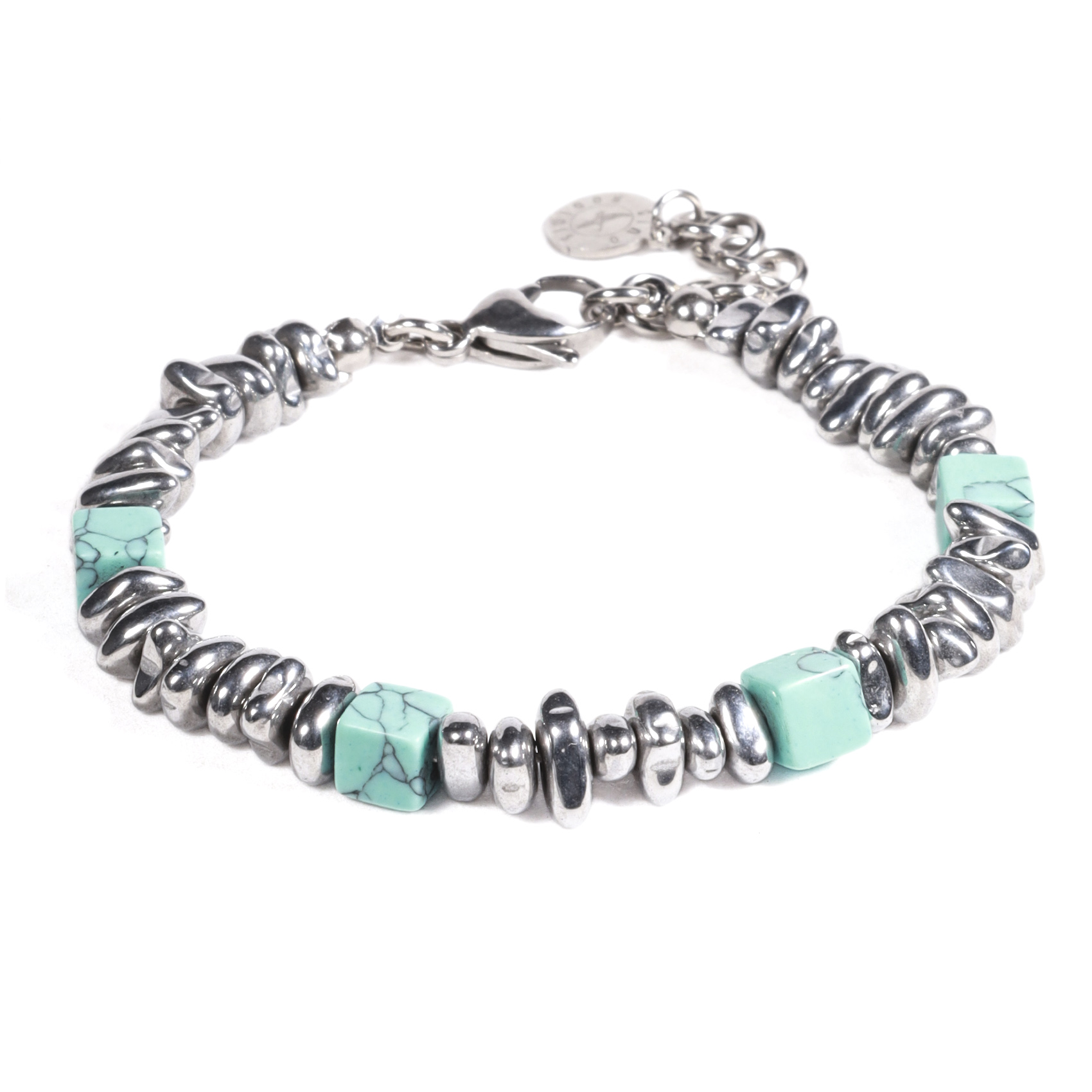 Brazalete Unisex Gino Rodinis B529 | Turquesa/Plateado