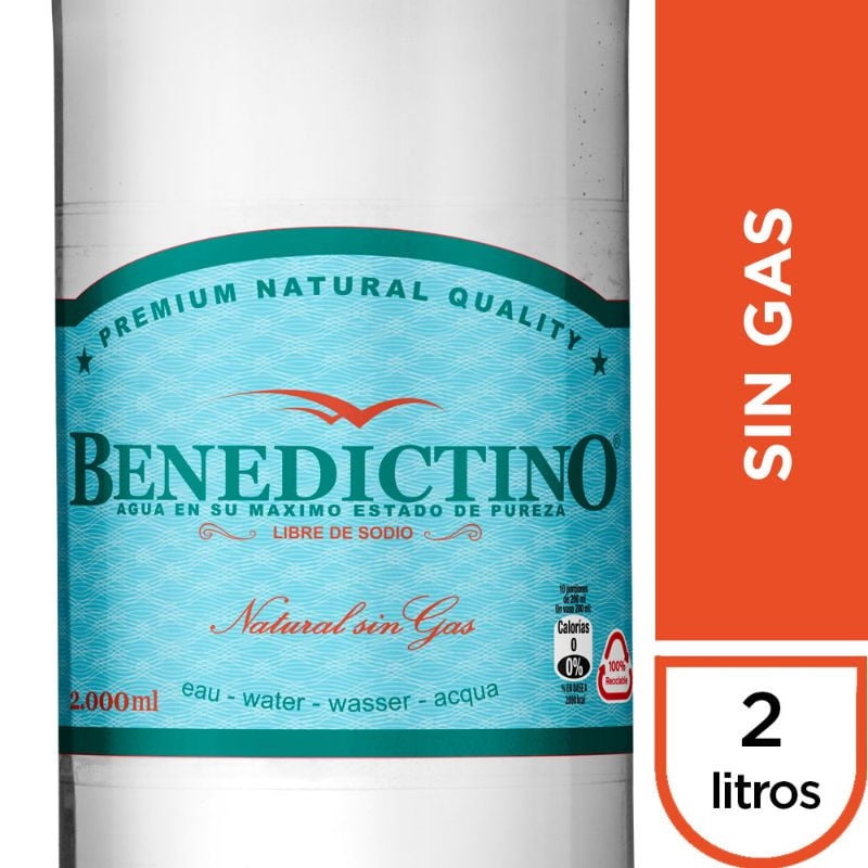 Agua Purificada Sin Gas Botella 2 L Benedictino