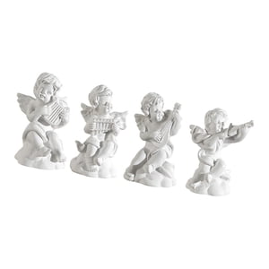 Magideal - 4 X Estatuas De Querubines, Figuras De Escritorio, Decoración De Mesa, Pequeñas Figuras De Ángeles, Mini Esculturas Musicales De Resina Para Estanterí