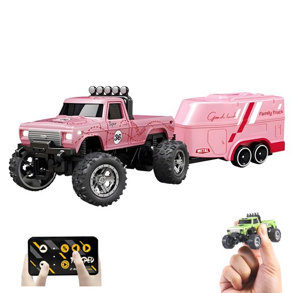 Camión RC YRounee 1:64 2,4 GHz LED 3 Velocidades Recargable por USB