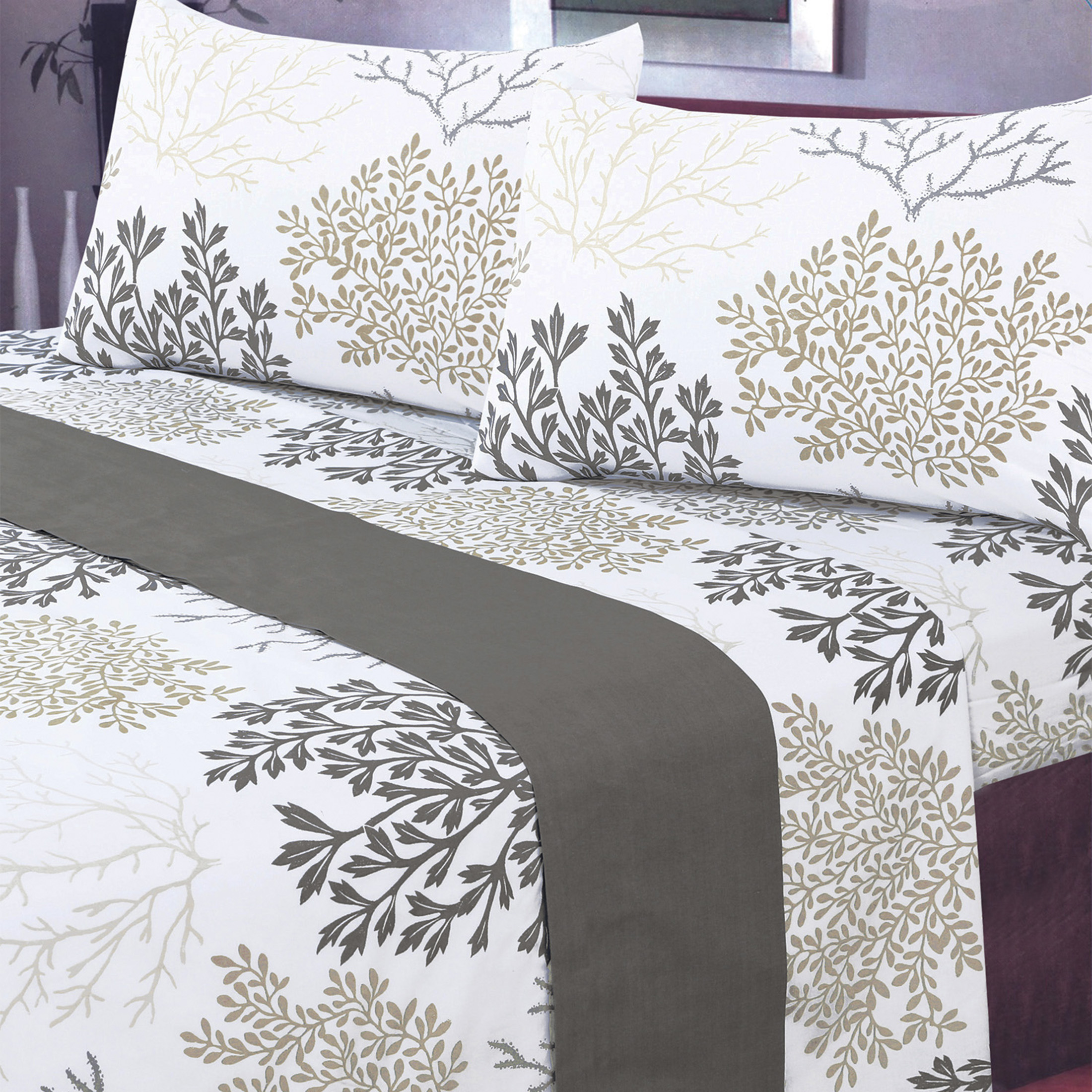 Mallorca - Juego De Sábanas T144 1,5 Plazas Coral Gris