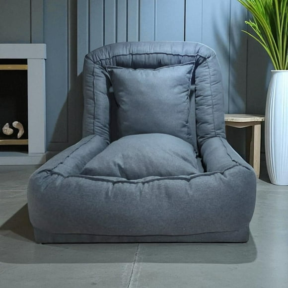Pouf Bed Lino Gris Oscuro