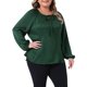 thumbnail image 4 of Agnes Orinda Conjuntos de Halloween para Mujeres Blusas de Talla Grande con Lazo Frontal y Abertura Manga Larga Camisa Elegante 2025 Blusa de Otoño 1X Verde, 4 of 6