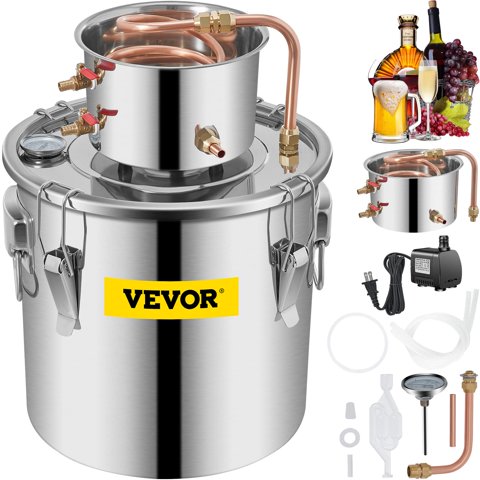 Destilador De Alcohol Vevor 30L Acero Inoxidable Con Tubo De Cobre