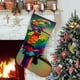 thumbnail image 1 of Loro Tema: Calcetines de Navidad, fino lino blanco para colgar en escaleras y chimenea, decoración navideña para el hogar, regalo de Navidad. 45cm × 32cm, 1 of 5