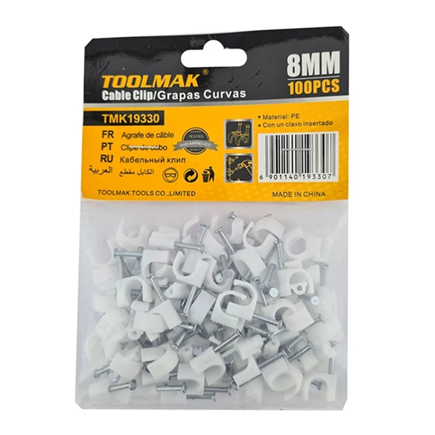 Toolmak - Grapa Grampa Rg6 Cable 8Mm Blanco 100 Unidades