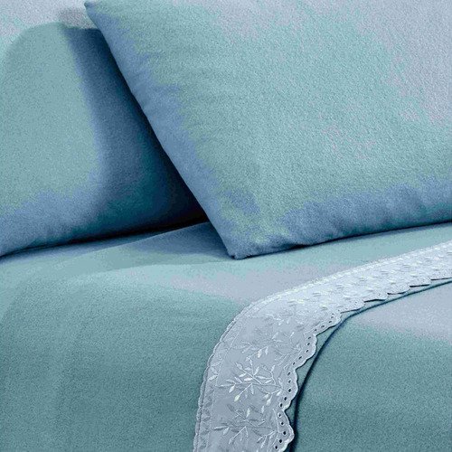 Sabana Andes Polar Broderie Celeste 2 Plazas