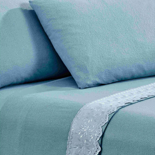 Sabana Andes Polar Broderie Celeste 2 Plazas