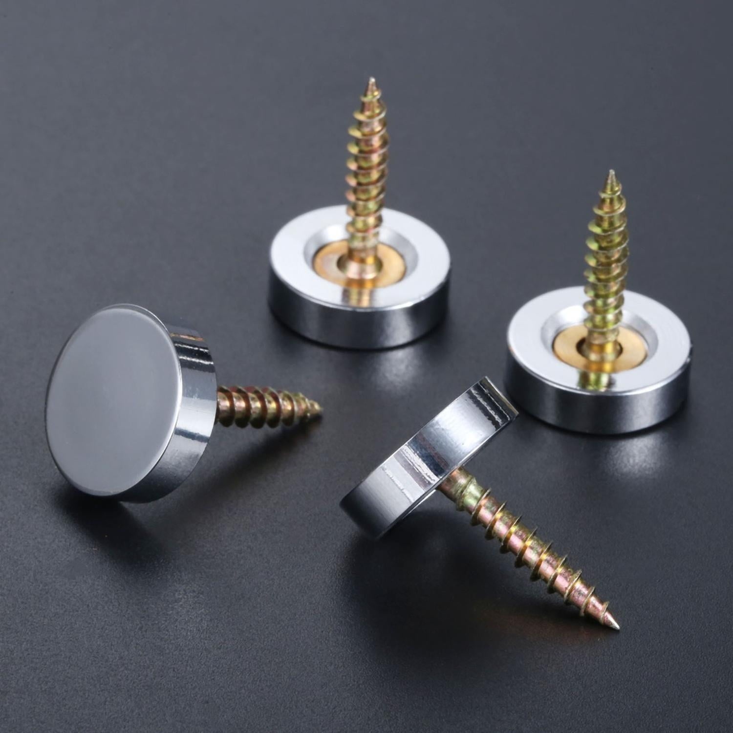 Genérica - Set 4 Tornillos Con Tapa Instalación Espejos Decorativos Plateado 18mm