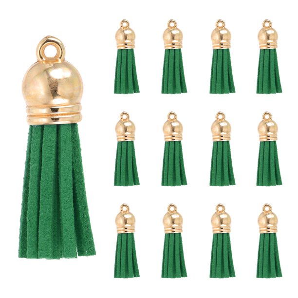 Borlas de Cuero, Encanto de Llavero de Gamuza de Cuero Sintético para Manualidades de Bricolaje Verde Oscuro