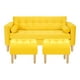 thumbnail image 1 of Sofa Retro 3c + 2 Pouf Felpa 05 Amarillo, 1 of 6