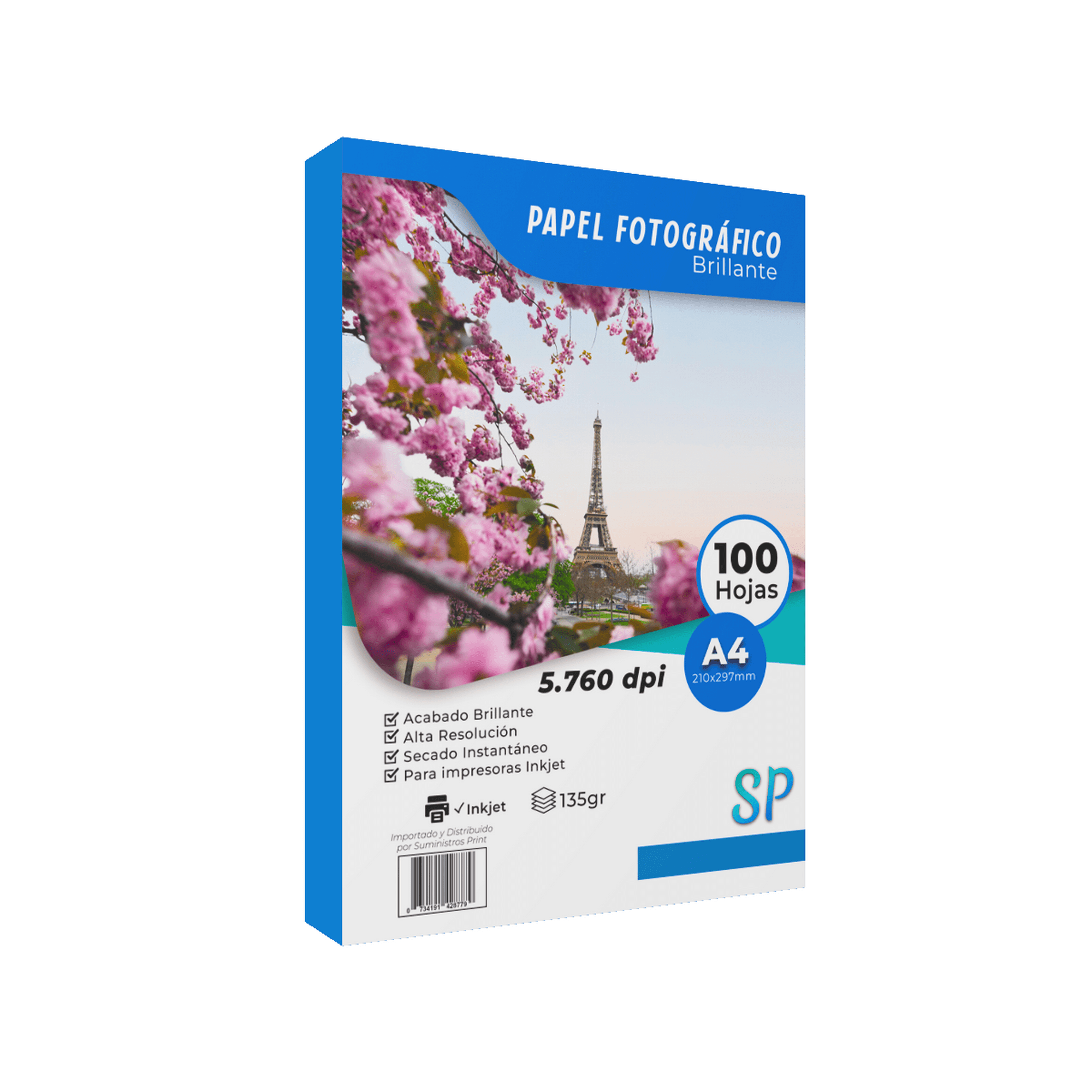 Sp Suministros Print - Papel Fotográfico Brillante A4 135gr X 100 Hojas