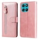 thumbnail image 1 of Funda tipo cartera para Motorola Moto G67 Power 5G con bolsillo con cremallera y ranuras para tarjetas – Función de soporte Rosa, 1 of 5