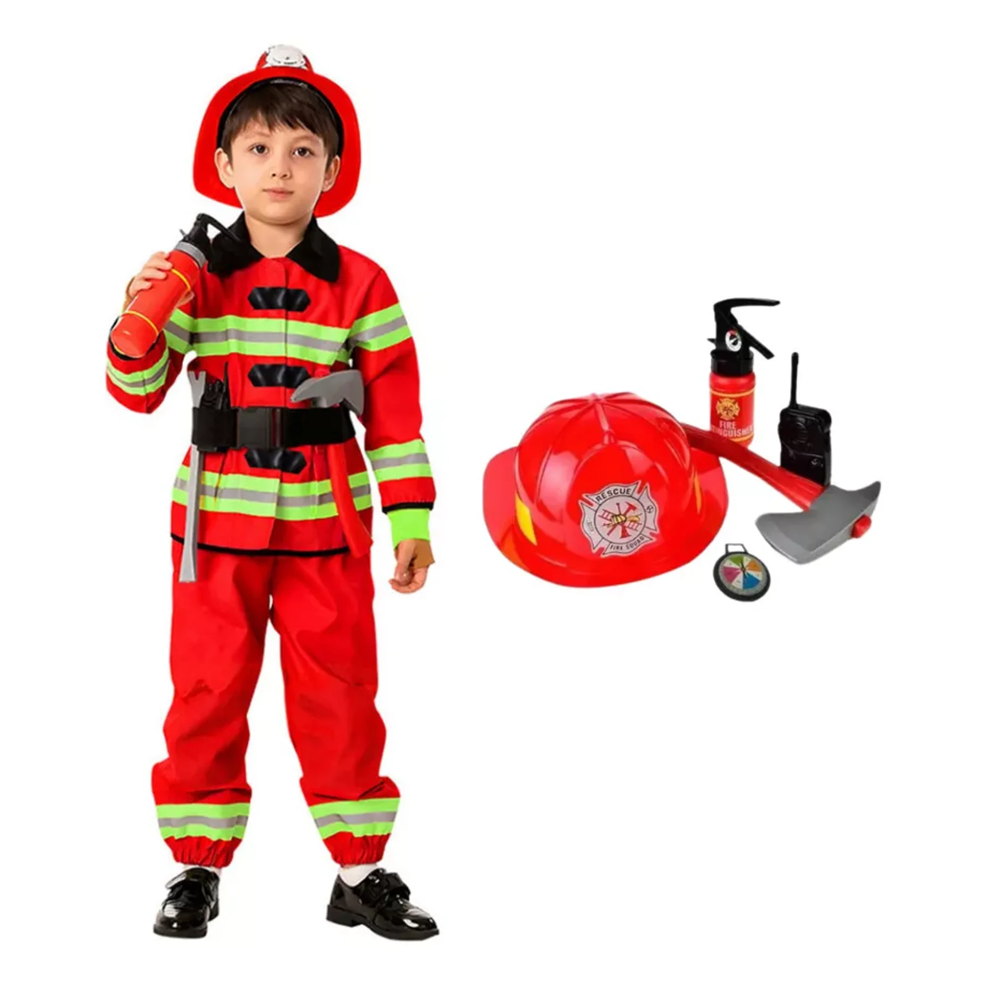 Genérico - Disfraz De Bombero Para Niños Con Casco