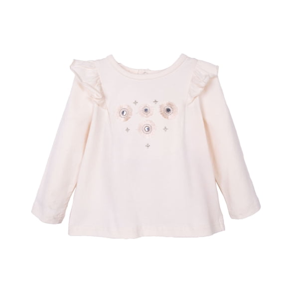 Polera Bebé Niña Manga Larga Floral Rosado Oscuro