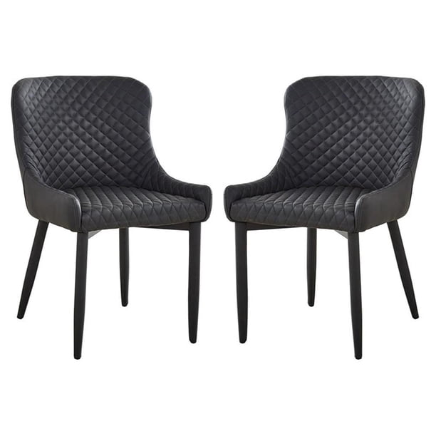 Juego de 2 Sillas de Comedor Tapizadas en Cuero Sintético Gris Oscuro Creative Images