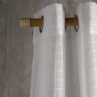 Masel - Set 2 Cortinas Gasa Cuadros 1.40 X 2.25 Blanco